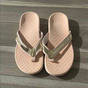 Vionic Pink and Gold Flip-Flop Sandals